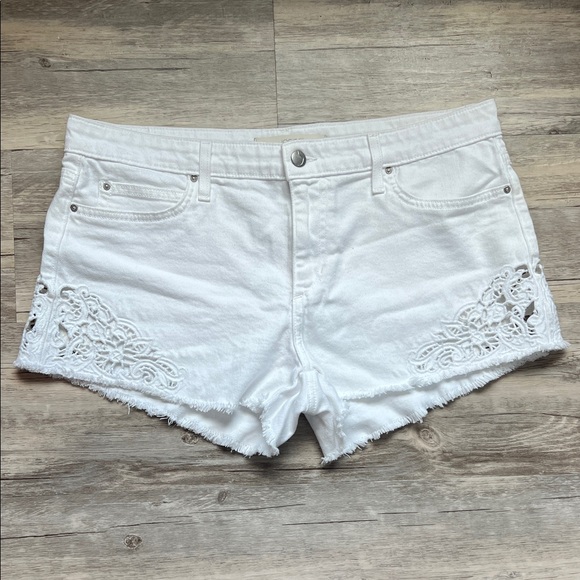 Joe's Jeans White Embroideted Jean Shorts - Picture 1 of 6